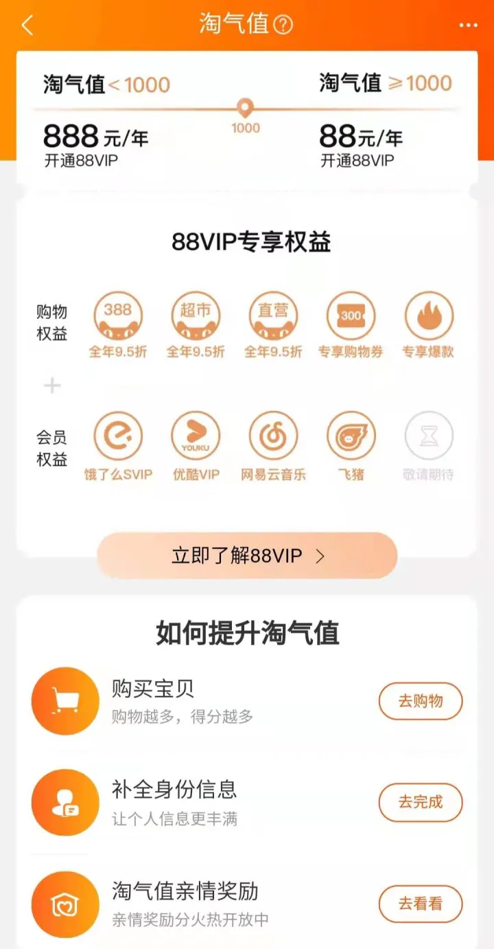 淘宝收货后评价能提淘气值，88vip优惠多，速来了解